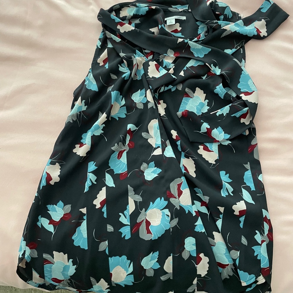 Halogen tie-front floral blouse